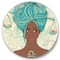 Designart - Portrait of Afro American Woman With Blue Hair I - Modern Metal Circle Wall Art